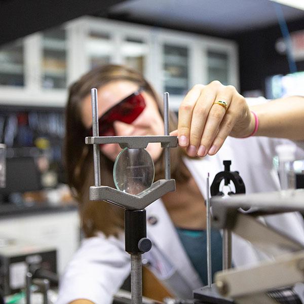 Female student in the science lab